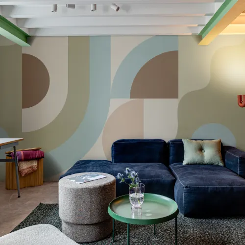 Multicolor Geometric Retro Style Wall Mural