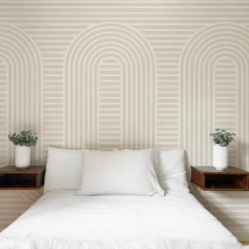 Neutral Zen Garden Curves & Stripes Wallpaper Mural
