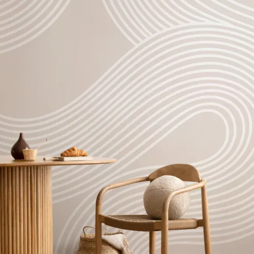 Fototapete Kurvige Linien Modern Zen-Garten Neutral