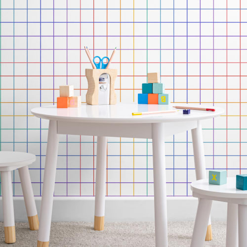 Mångfärgad geometrisk rutnät upprepning mönster tapet