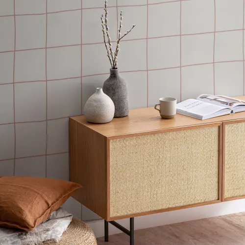 Modern Neutral Grid Repeat Pattern Wallpaper