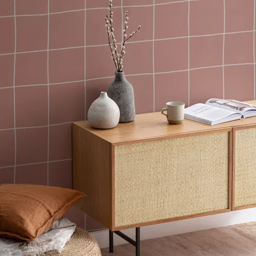 Mustertapete Rapport Gitter Modernes Orange