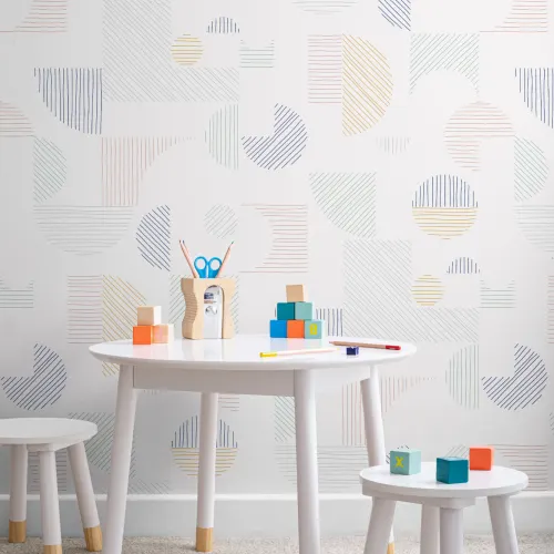 Pastel Abstract Geometric Lines Repeat Pattern Wallpaper