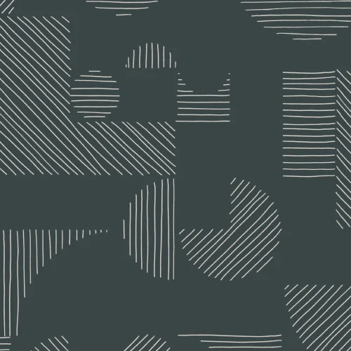 Papier Peint Vert Foncé à Motifs de Lignes et Formes Géométriques