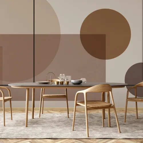 Neutral Mid Century Abstract Geometric Wallpaper Mural