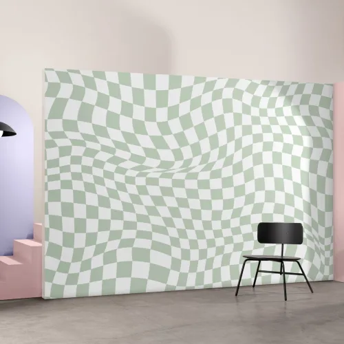 Cool Green Checkered Aesthetic Pattern Wallpaper Mural