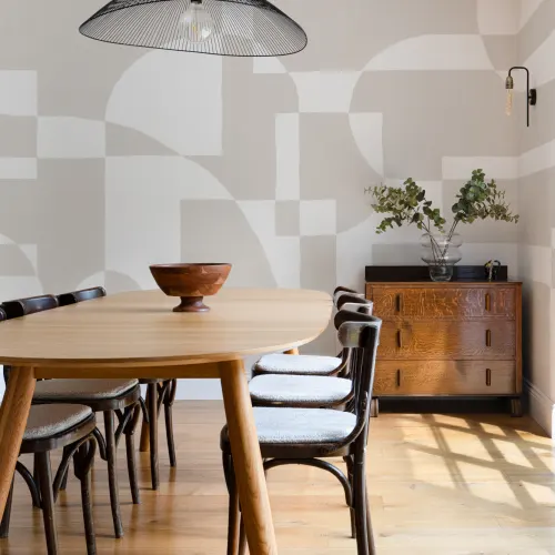Beige Scandi Abstract Geometric Mural
