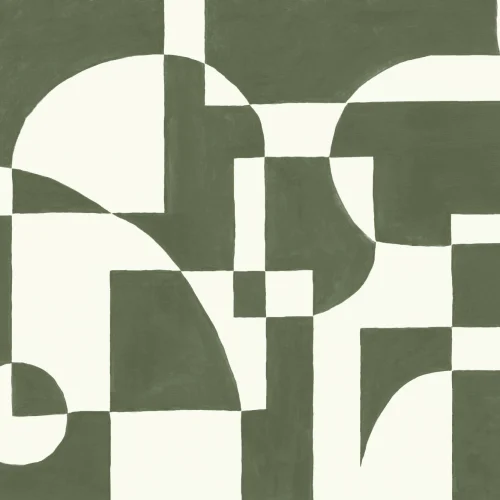 Dark Green Scandinavian Abstract Geometric Mural