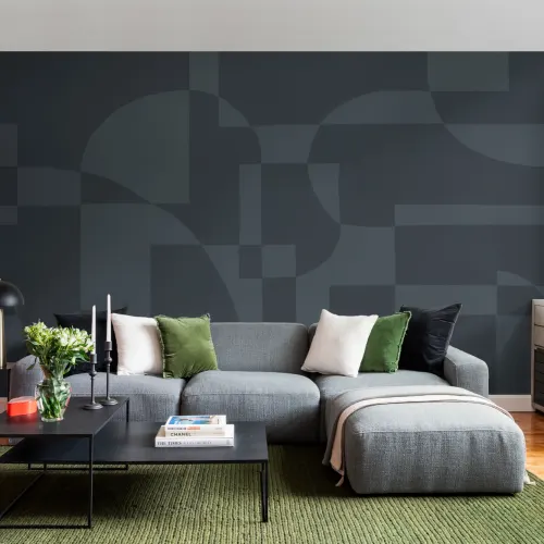 Marineblå skandinavisk abstrakt geometrisk fototapet