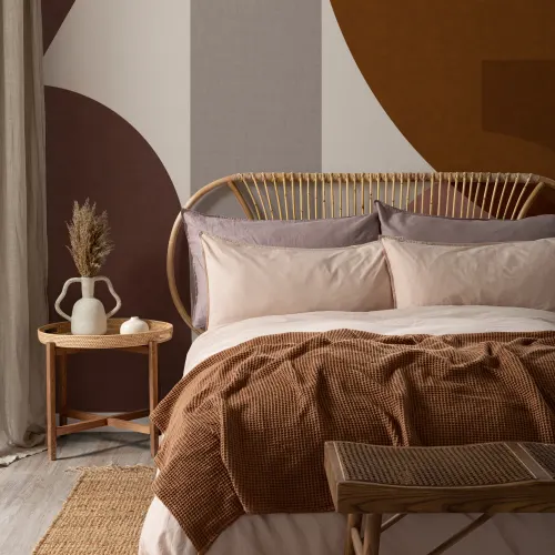Brown & Pink Mid-Century Geometric Collage Wall Mural