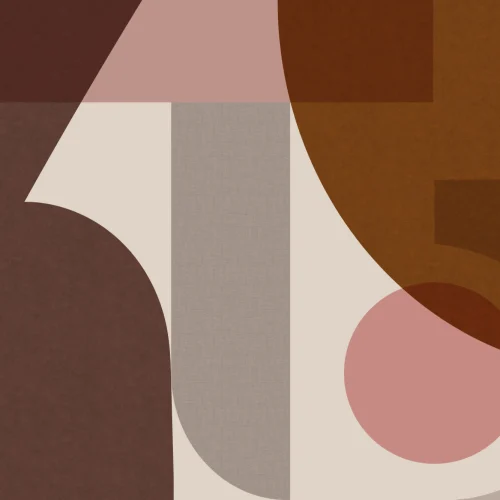 Brown & Pink Mid-Century Geometric Collage Wall Mural