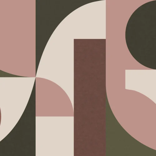 Dusty Pink Mid-Century Geometric Collage Wall Mural
