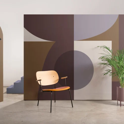 Mural Formas Geométricas Burdeos Estilo Mid Century