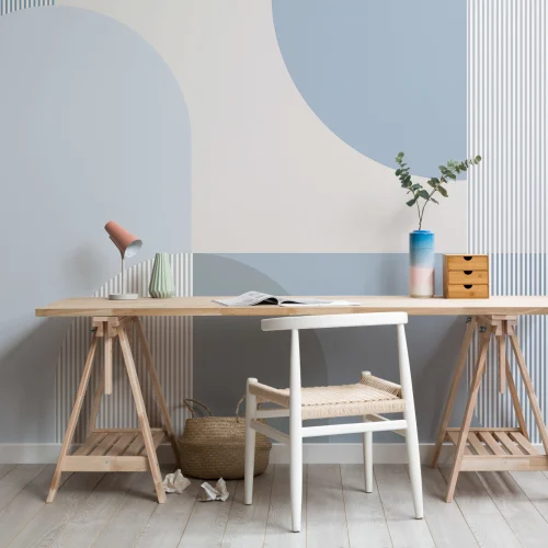 Blue Scandinavian Geometric Mural