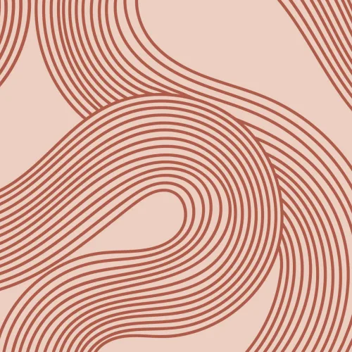 Terracotta Curvy Lines Zen Garden Pattern Mural