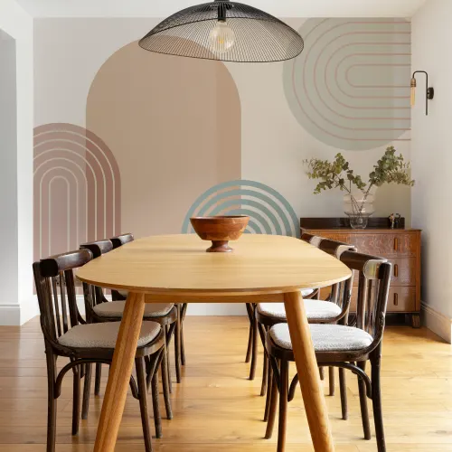 Pastel Retro Geometric Arches Mural