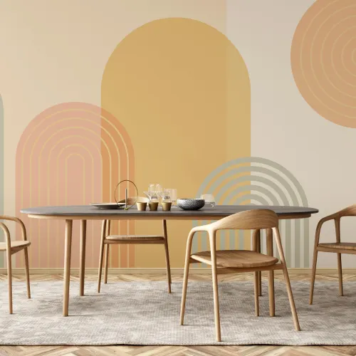 Bright Retro Geometric Arches Mural