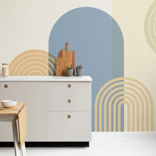 Multi Retro Geometric Arches Mural