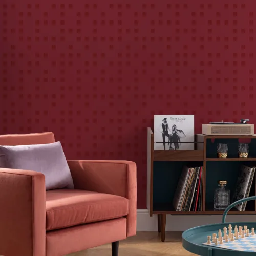 Papel de parede do padrão de repetição de estilo Pixel de pequenos quadrados vermelhos