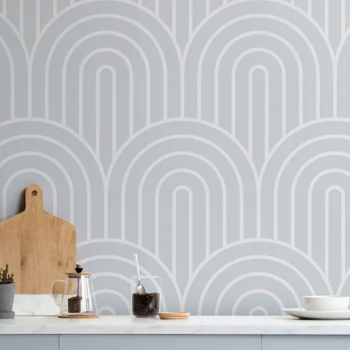 Gray Geometric Infinite Loop Striped Repeat Pattern Wallpaper