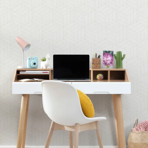 Nude Lined Cube Geometrisch Modern Repeat Pattern Behang
