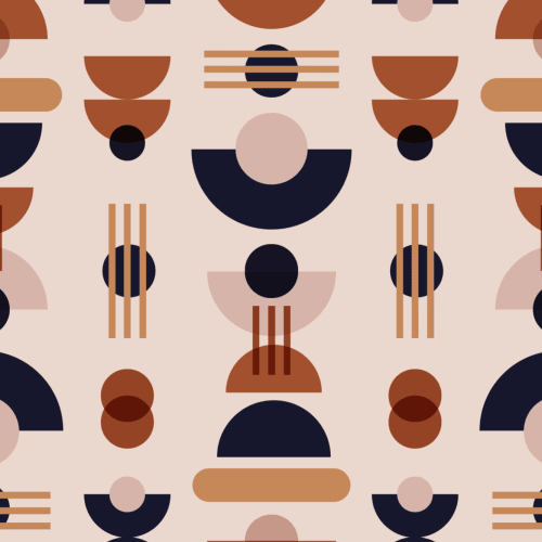 Neutral & Navy Mid Century Modern Geometric Repeat Pattern Wallpaper