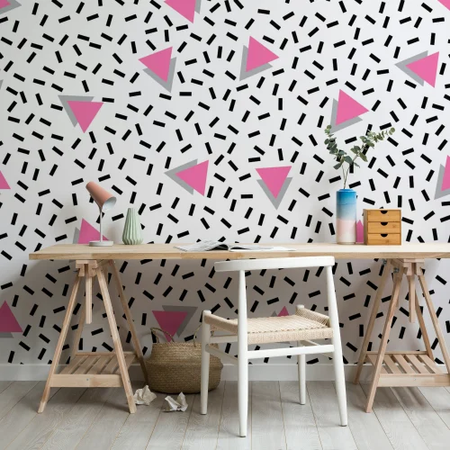 Pink Modern Triangle Wallpaper Mural