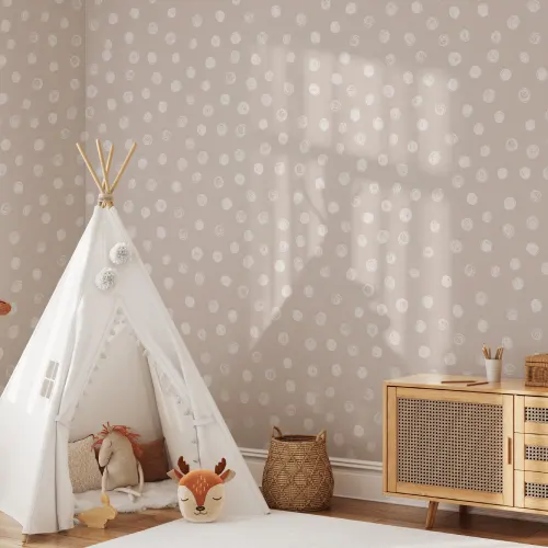 Cream Illustrated Polka Dot tapet vægmaleri