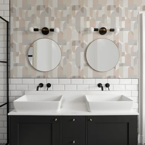 Neutral Scandi Geometric Repeat Pattern Wallpaper