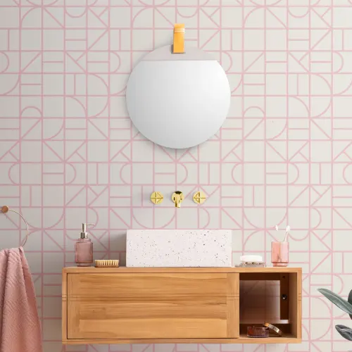 Moderne Geometrische Mustertapete mit Rosa Vierecken
