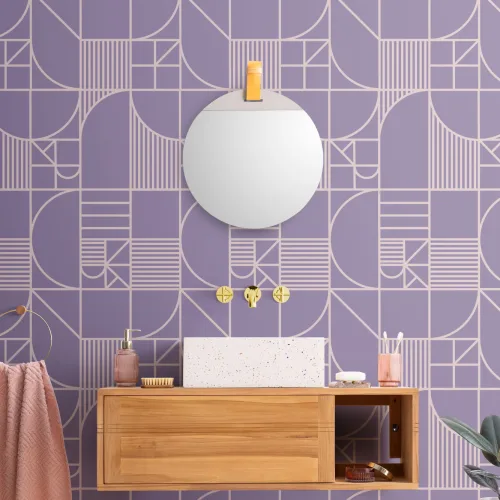 Papel de parede do padrão de repetição de linhas geométricas abstractas roxas