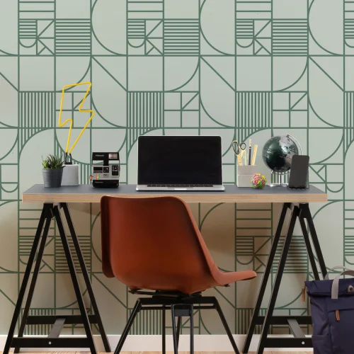 Verde Abstract Geometric Lines Repeat Pattern Wallpaper