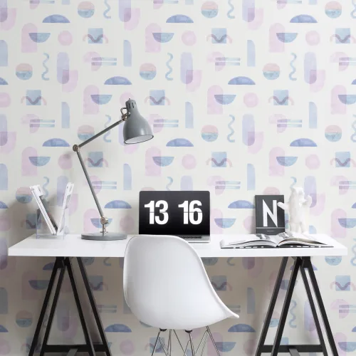 Pastel Watercolor Geometric Repeat Pattern Wallpaper