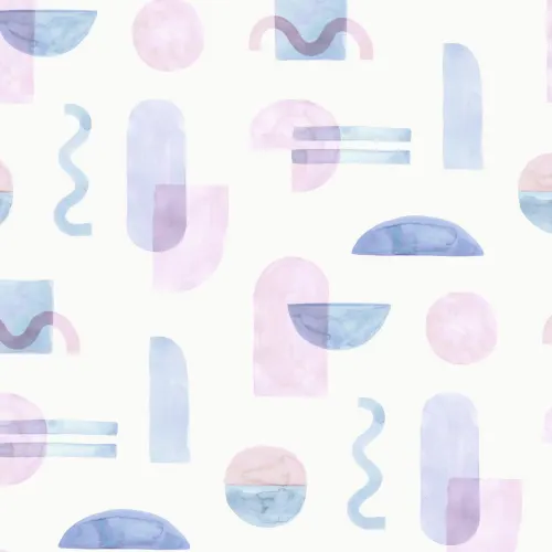 Pastel Watercolor Geometric Repeat Pattern Wallpaper