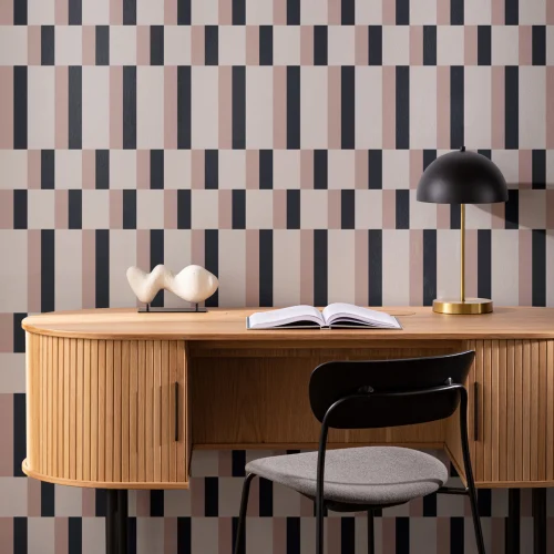 Pink og Navy Moderne geometrisk Bauhaus-mønster med gentagelser Tapet