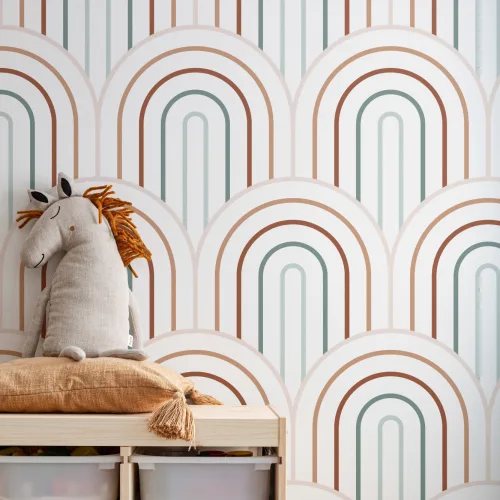 Multicolor Minimalist Loop Repeat Pattern Wallpaper