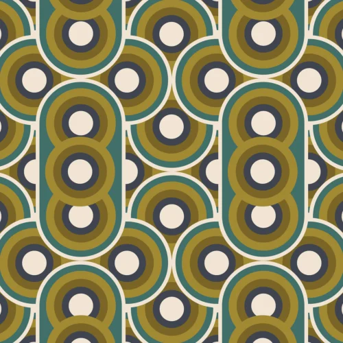 Retro 70s Circles Repeat Pattern Wallpaper