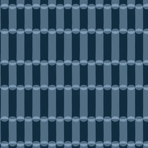 Blue Retro Geometric Pattern Mural
