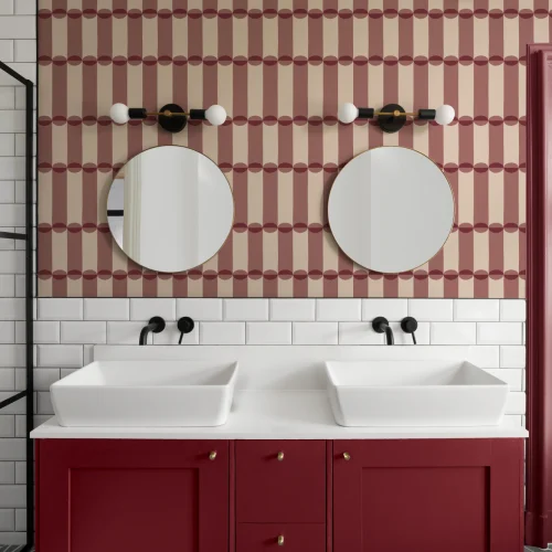 Bourgondisch Retro Geometrisch Patroon Muurschildering