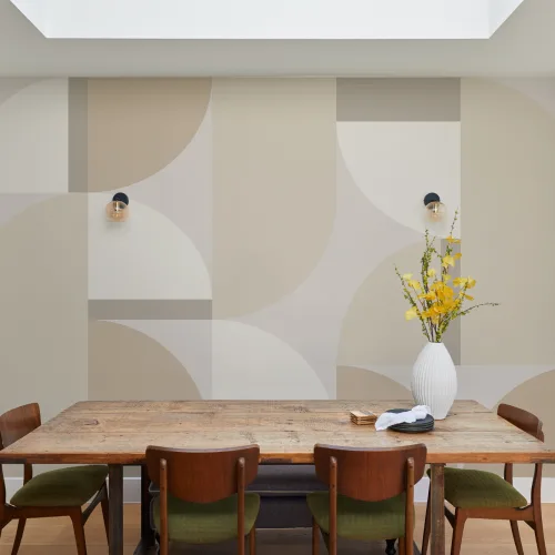 Neutral Geometric Arch Pattern Contemporary Mural