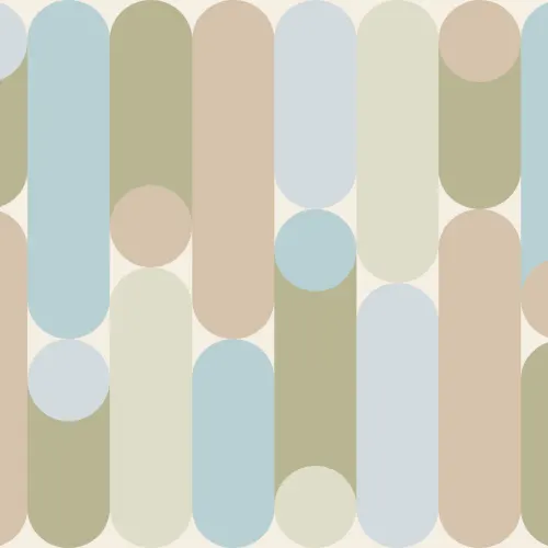 Multicolor Geometric Retro Capsule Pattern Mural