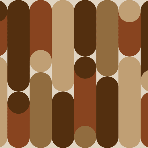 Warm Geometric Mid-Century Modern Brown Capsule Mural