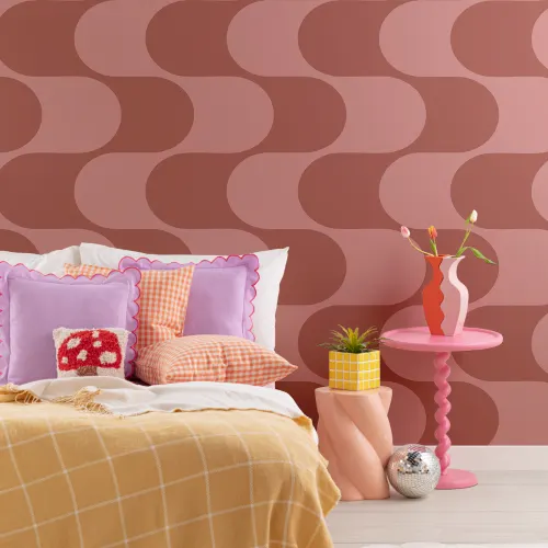 Red And Pink Retro Geometric Pattern Mural