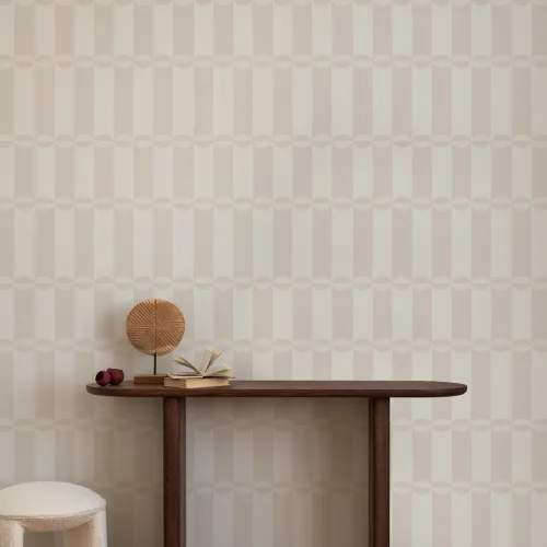 Rørformet beige geometrisk stribet moderne mønster fototapet