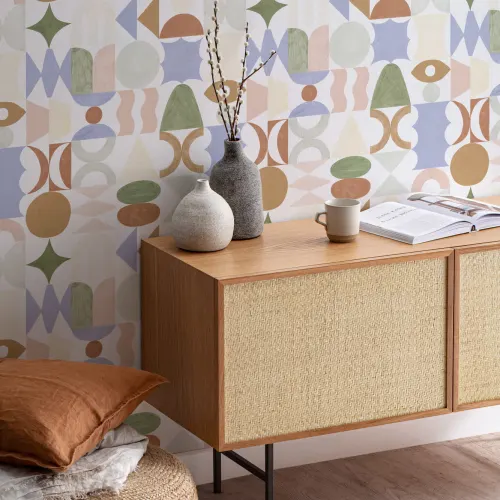 Multicolor Pastel Geometric Totem Shapes Tapet