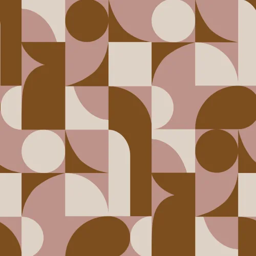 Brown Mid-Century Geometric Collage Wall Mural