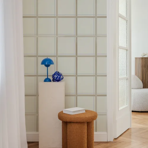 Neutral Checkered Tattersall Pattern Wall Mural