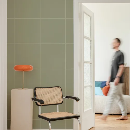 Groene minimalistische geometrische patroon muurschildering