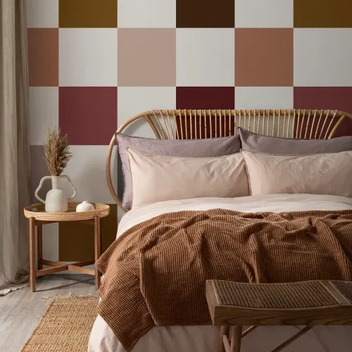 Veelkleurige chique geometrische muurschildering met ruitpatroon