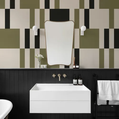 Green Tessellate Geometric Pattern Mural for Bold Spaces